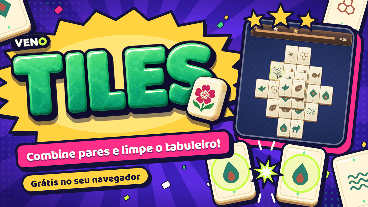 Tela de jogo do VENO Tiles com peças de arte popular