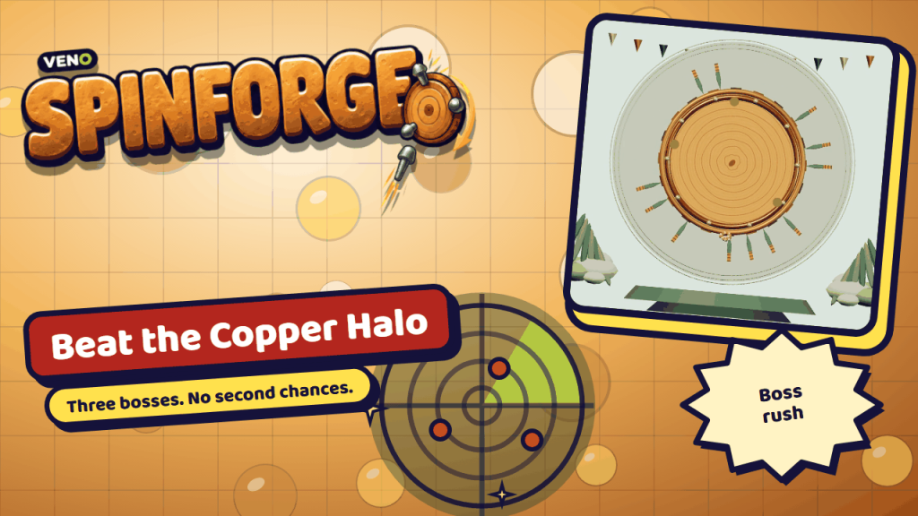 The Copper Halo boss ring spins with blades stuck all around it
