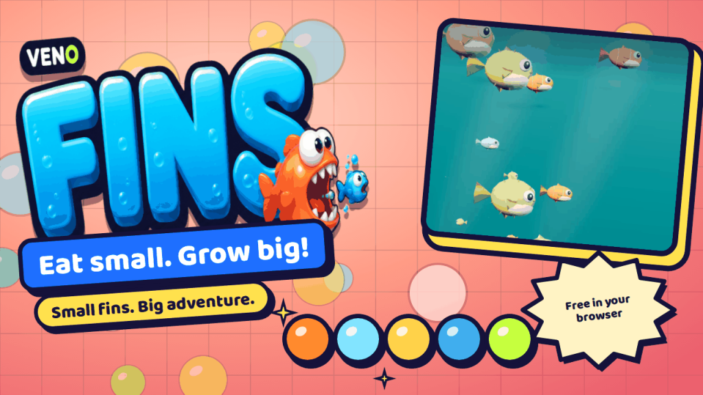 A small fish swimming among pufferfish and orange fish in a 3D reef