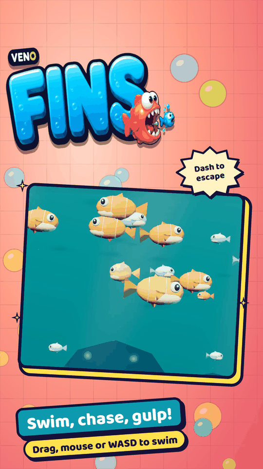 Orange fish schooling above a low-poly coral reef