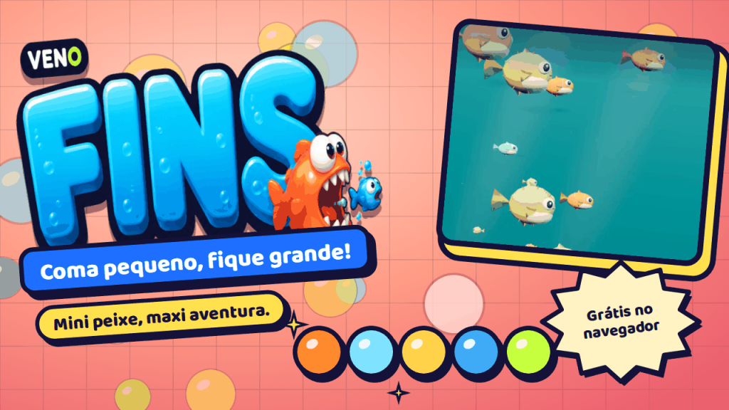 Um peixe pequeno nadando entre baiacus e peixes laranja em um recife 3D