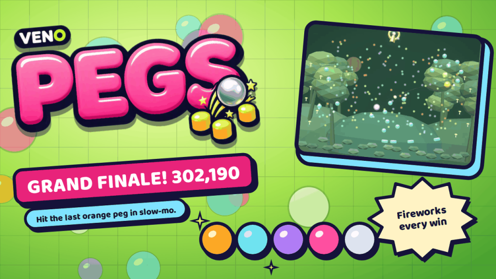 VENO Pegs Grand Finale with confetti after the last orange peg
