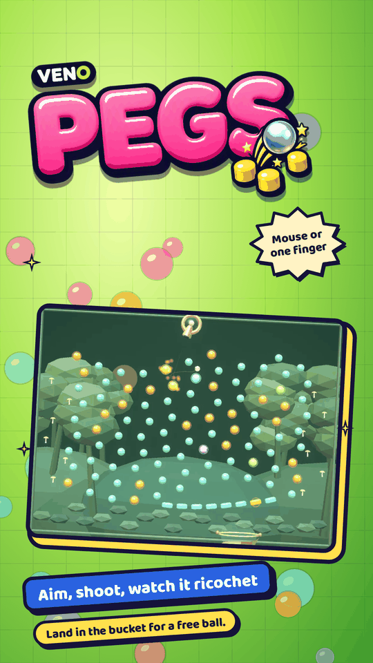VENO Pegs on mobile at the start of a forest level