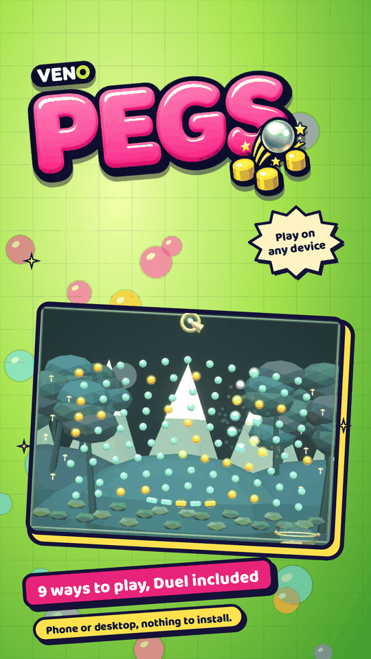VENO Pegs on mobile in a snowy mountain level