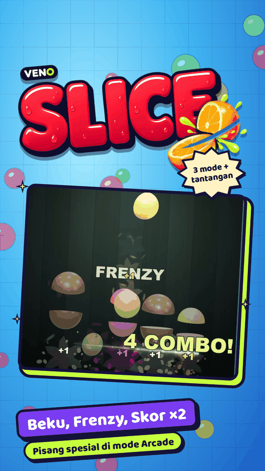 Frenzy aktif dan combo 4 tercipta di tengah cipratan buah